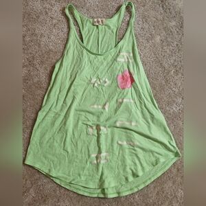 Hollister Green Tank Top with Pink Flower
